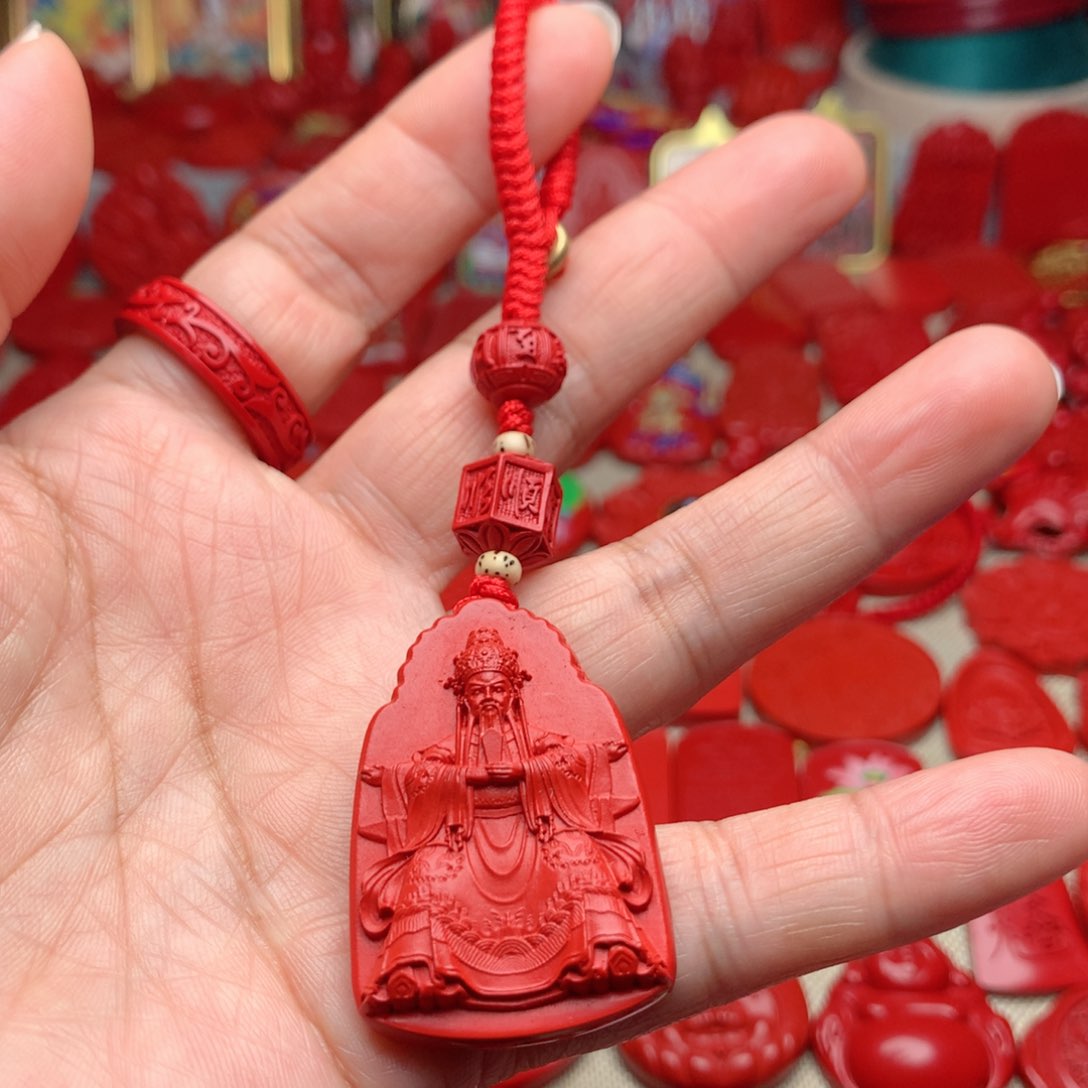 天然辰砂工艺品朱砂五爷钥匙扣