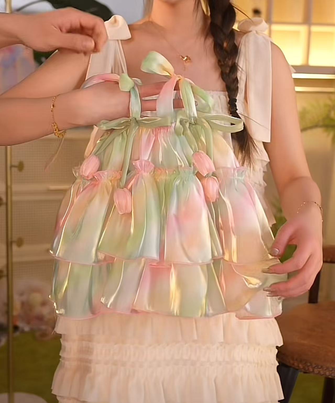 哎呦薇 女童公主裙薄款蓬蓬纱裙公主裙超仙爆款夏季气质新款25118