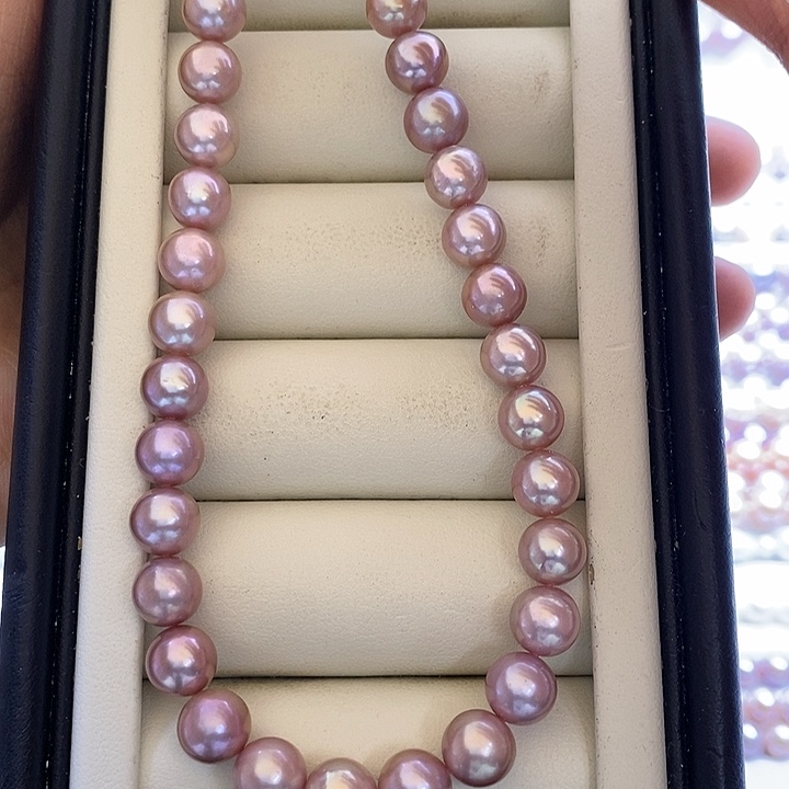 淡水珍珠项链未镶嵌粉紫7.5-8