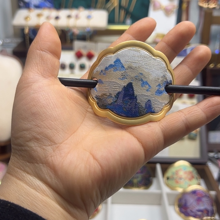 布艺合金千山叠影发簪