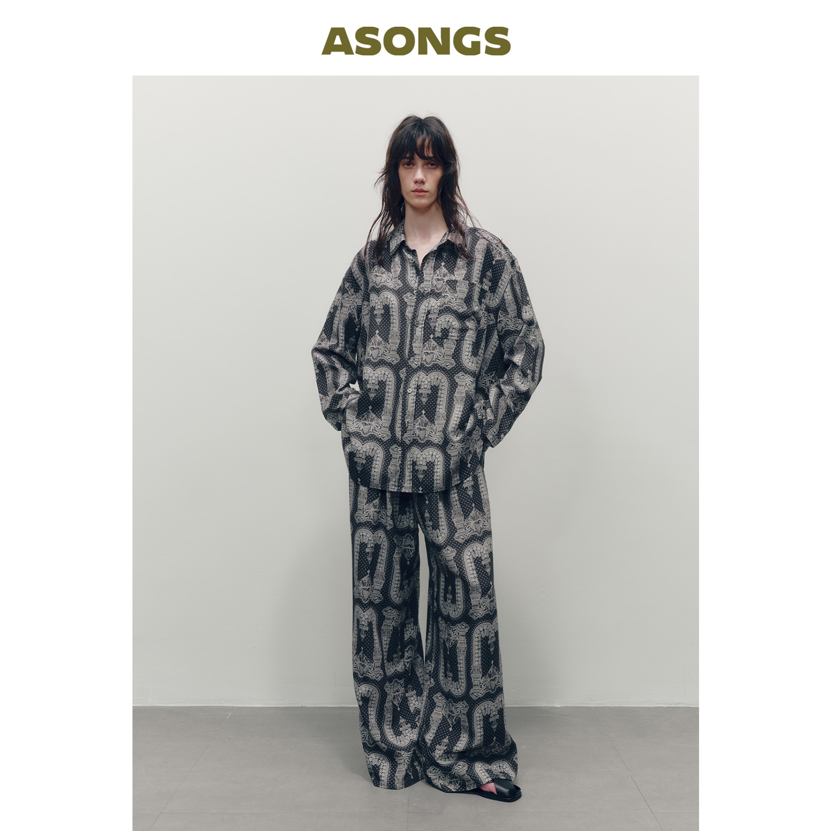 安松室ASONGS2025春夏男女同款可外穿家居服睡衣情侣节日度假套装