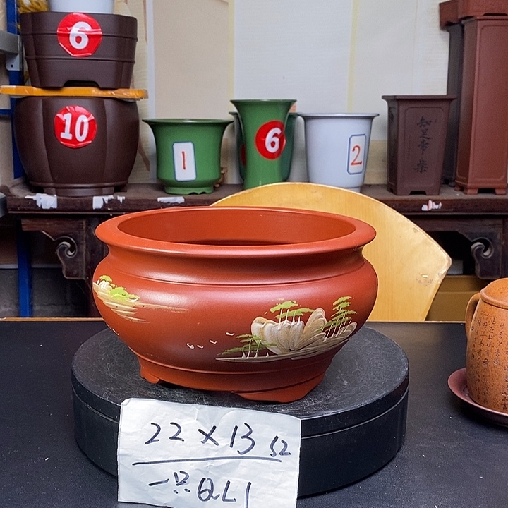 紫砂花盆货号一只QL1