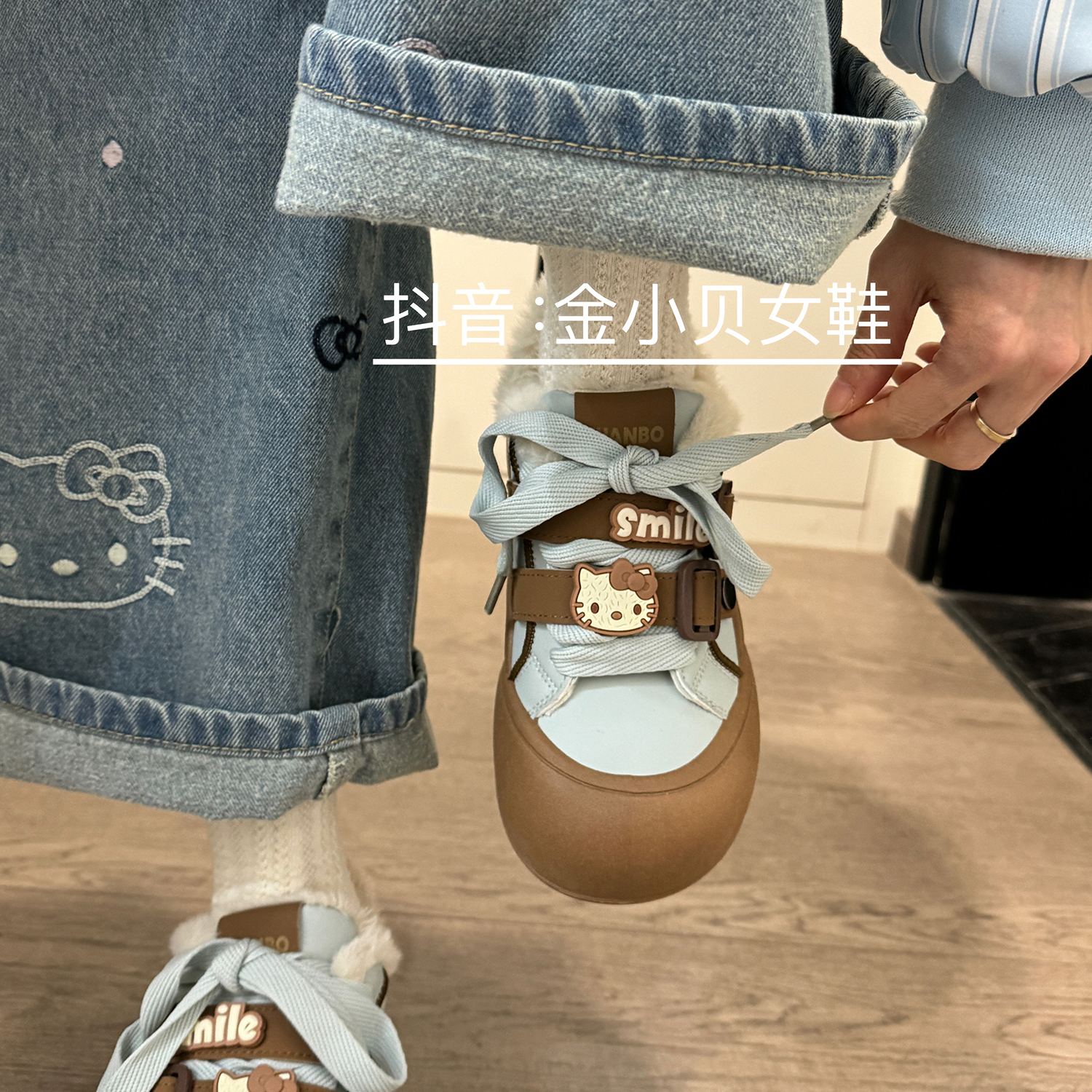 金小贝小众原创Kitty大头加绒泡芙鞋女2025新款冬季厚底百搭棉鞋