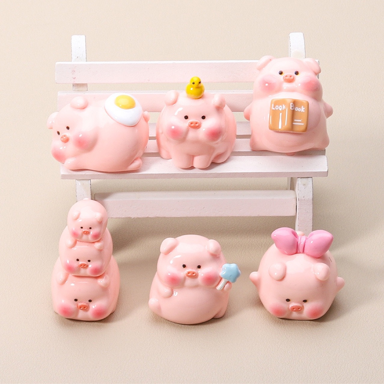 【双许愿+九宫格】可爱天使小猪Diy装饰品车载桌面小摆件