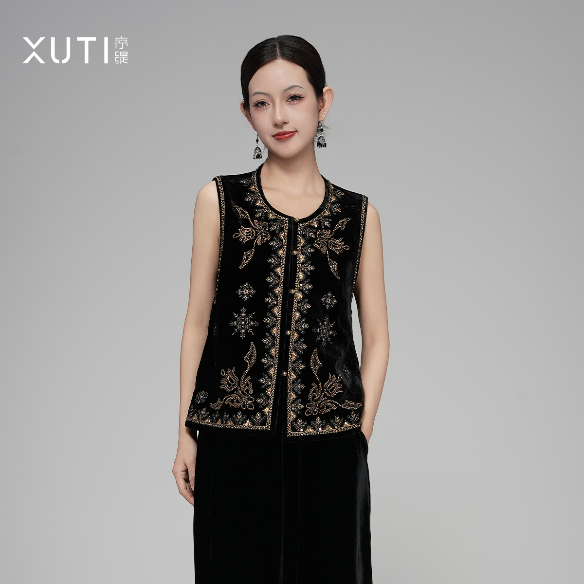 序缇『烛照九幽』秋季新款复古国风新中式女装桑蚕丝马甲S01-18037