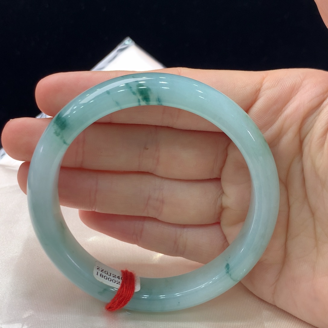 翡翠手镯未镶嵌缅甸A货翡翠 冰飘花57 58