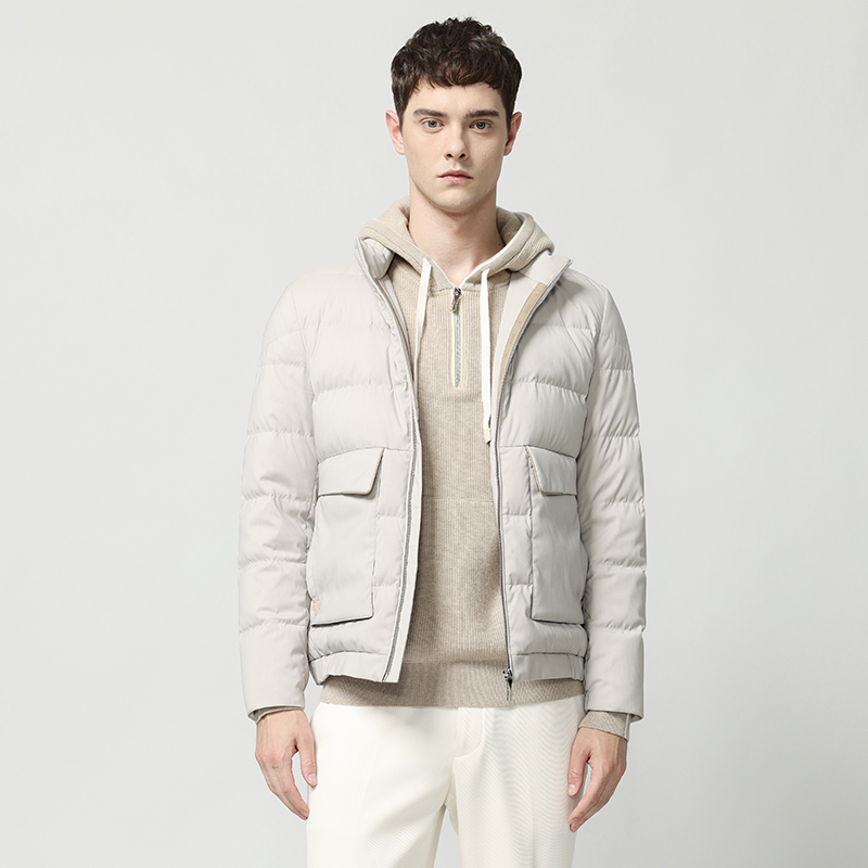 RARE威雅男装秋冬新款男士灰咖色羽绒服外套