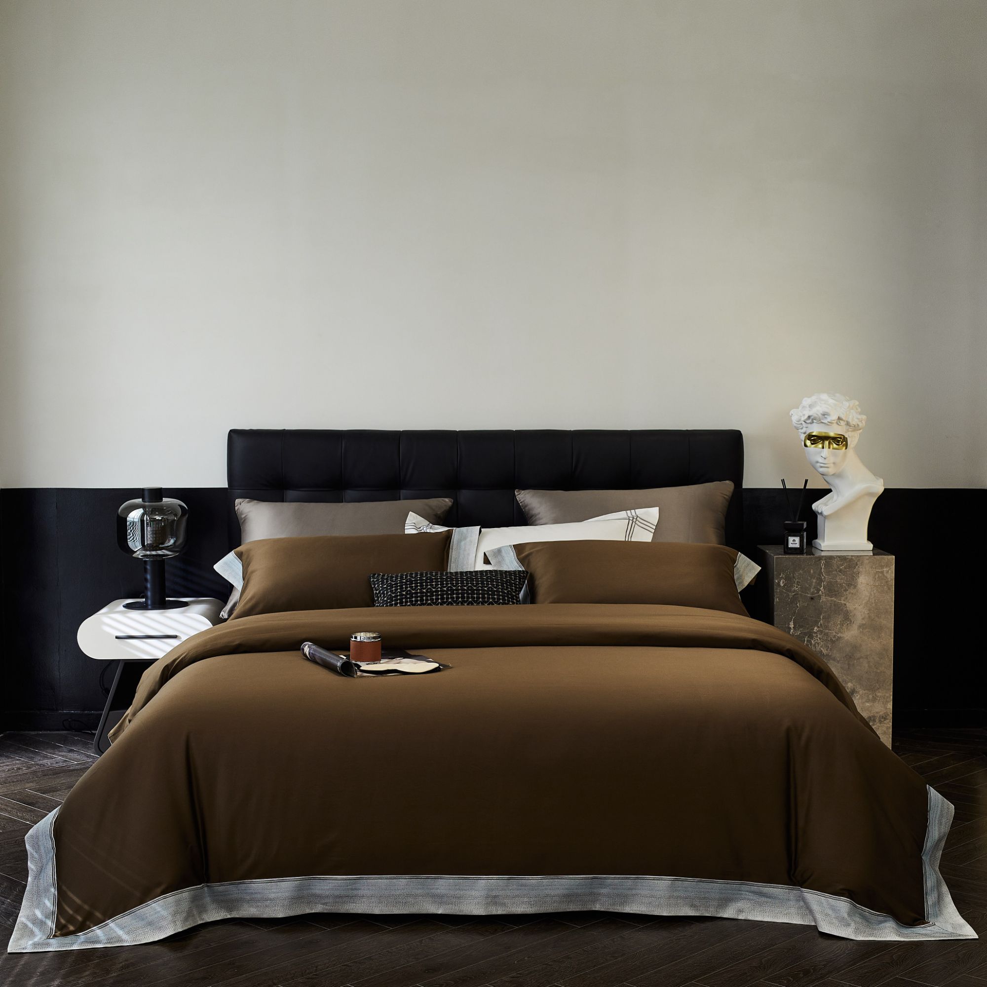 绣花夫人专享/威尔森/简约素色风/宽边色织提花设计/四件套/新款