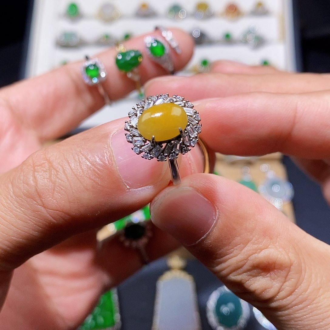 银S925镶嵌戒指翡翠戒指