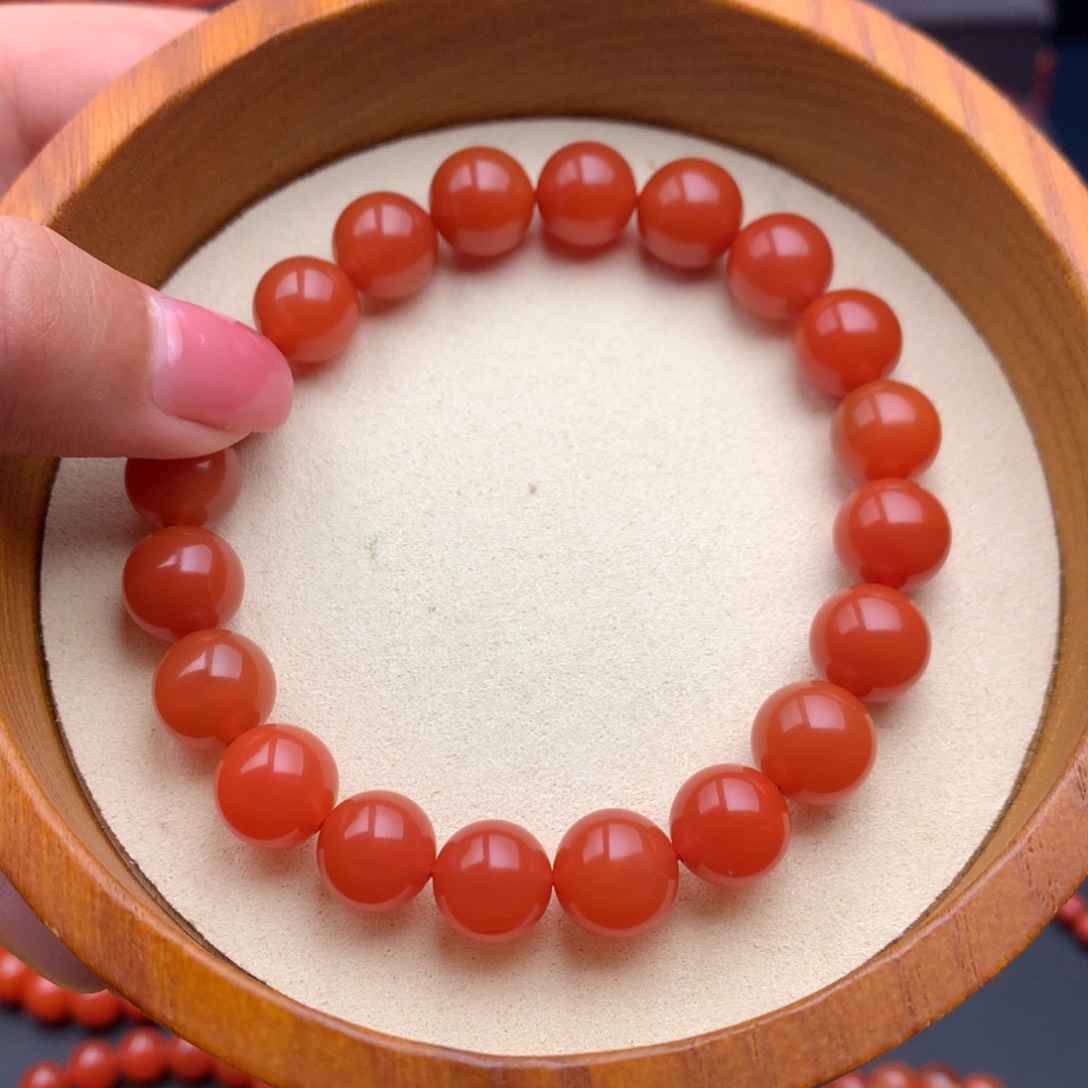 南红玛瑙未镶嵌保山天然原矿南红10mm+柿子红手串