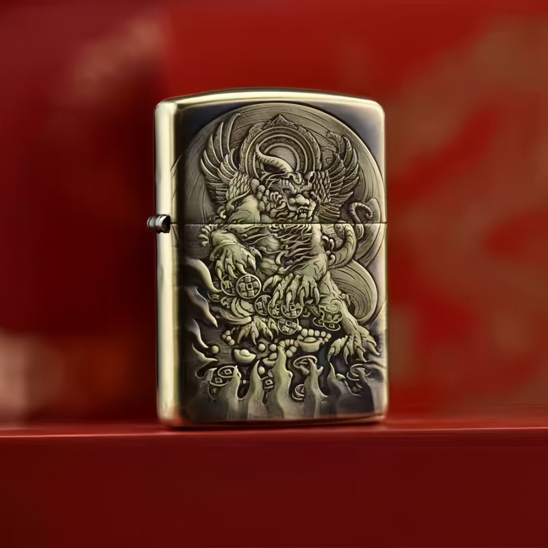 ZIPPO正品打火机/蝎子貔貅-黄铜盔甲浮雕男士收藏DY9902FD【凯亚1】