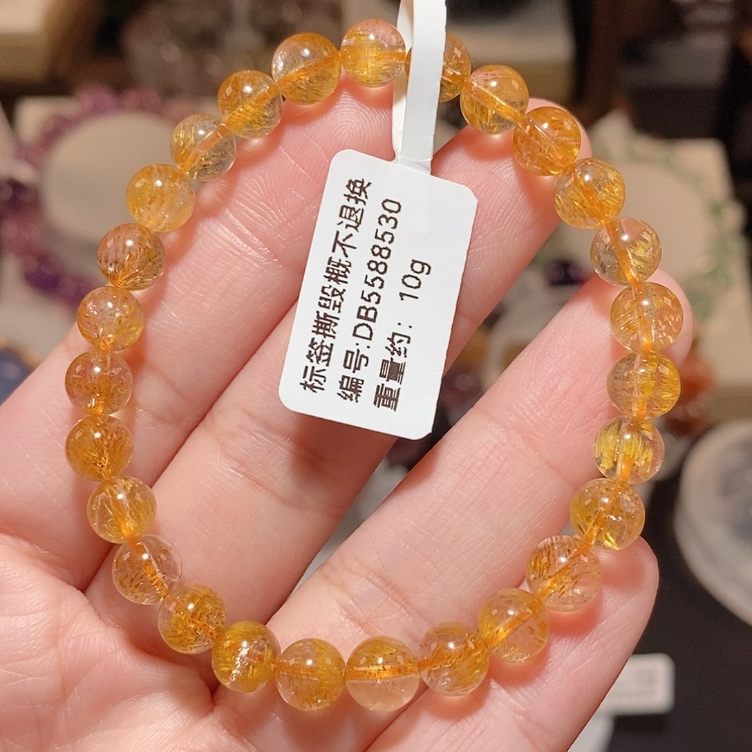 水晶手链未镶嵌F黄金超七6.5