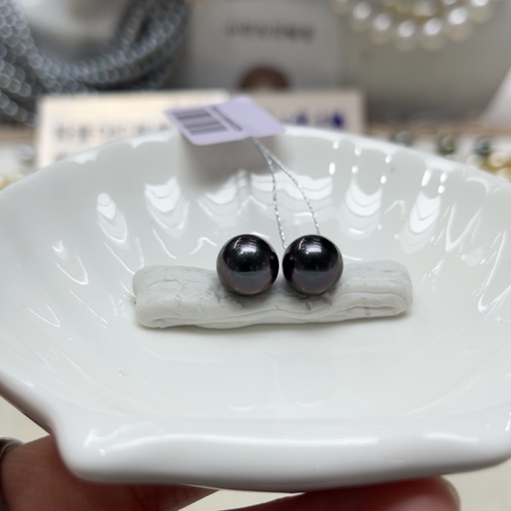 海水珍珠上新大溪地孔雀紫素钉10-11mm银S925镶嵌