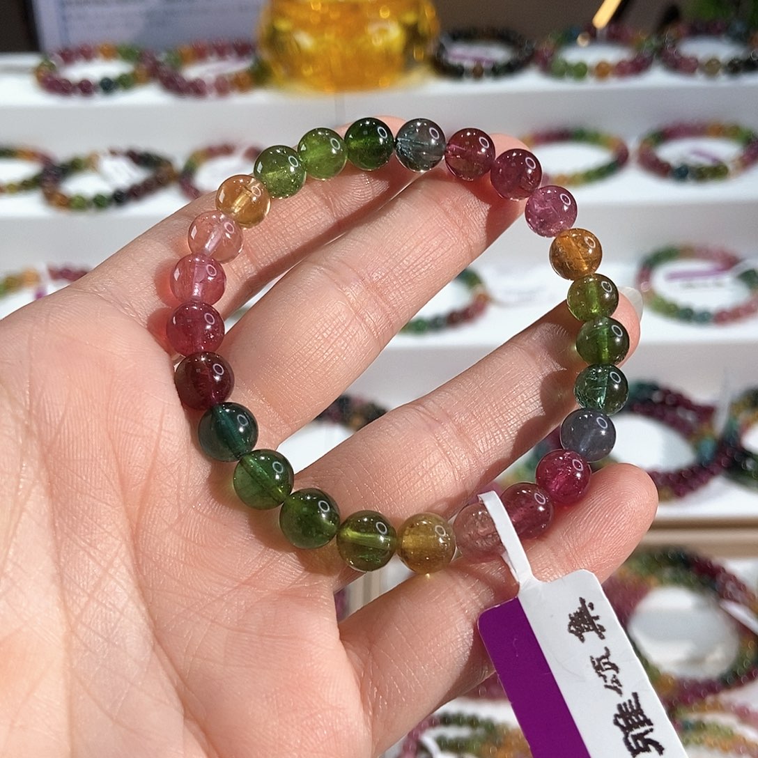 碧玺未镶嵌手链G2445素圈颜色微差