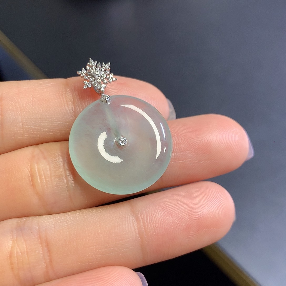 翡翠18K金镶嵌吊坠(不含链)