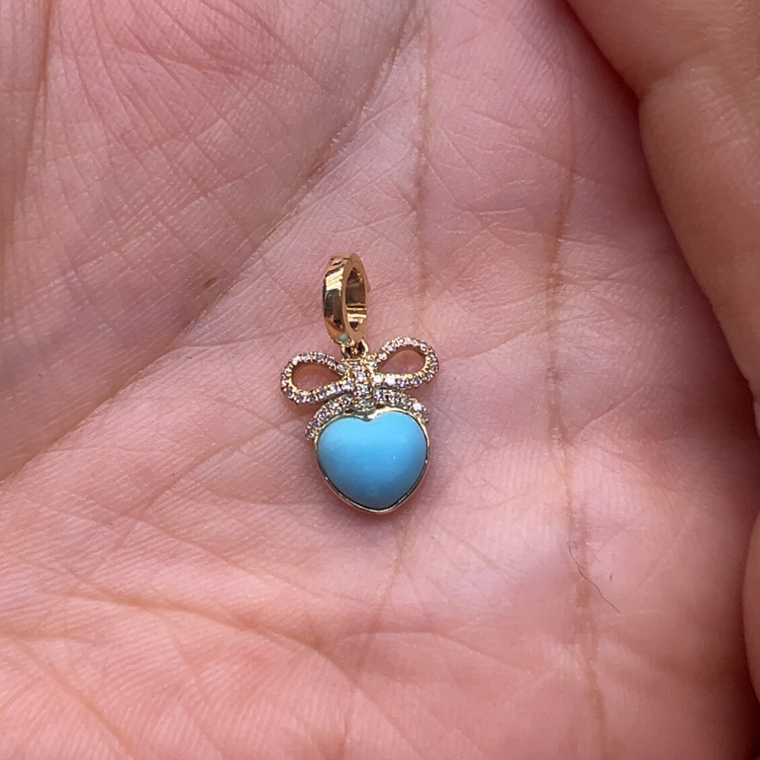 绿松石18K金镶嵌不含链子配件