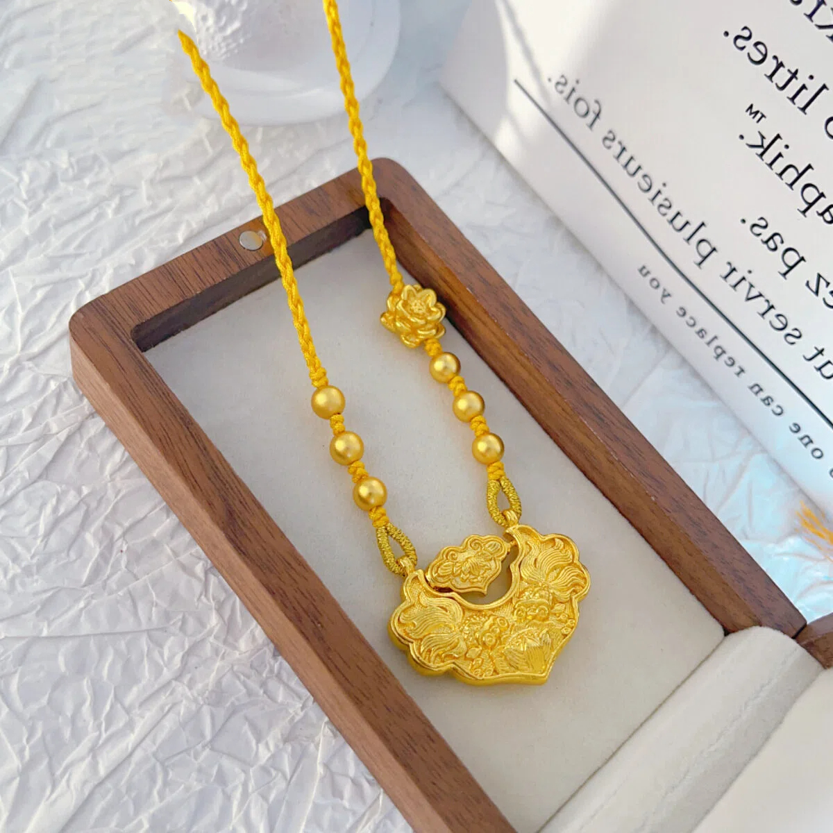 铜合金吊坠 HEMEI/赫美轻奢 双鱼锦鲤锁吊坠