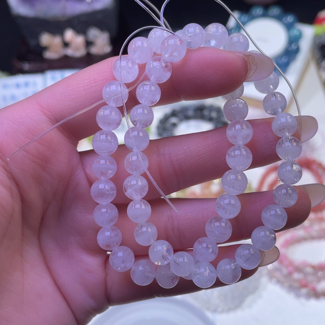 未镶嵌手链水晶虹婚纱白千层幽灵7mm  两条