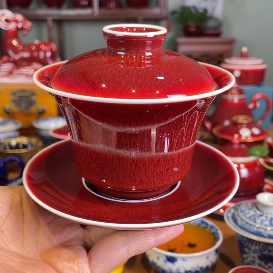 夏****y清欢雅玩原矿郎红马蹄盖碗