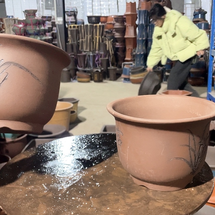 紫砂21:21平角金钟花盆话哦