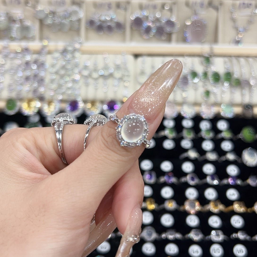 小***干岫玉银S925镶嵌戒指