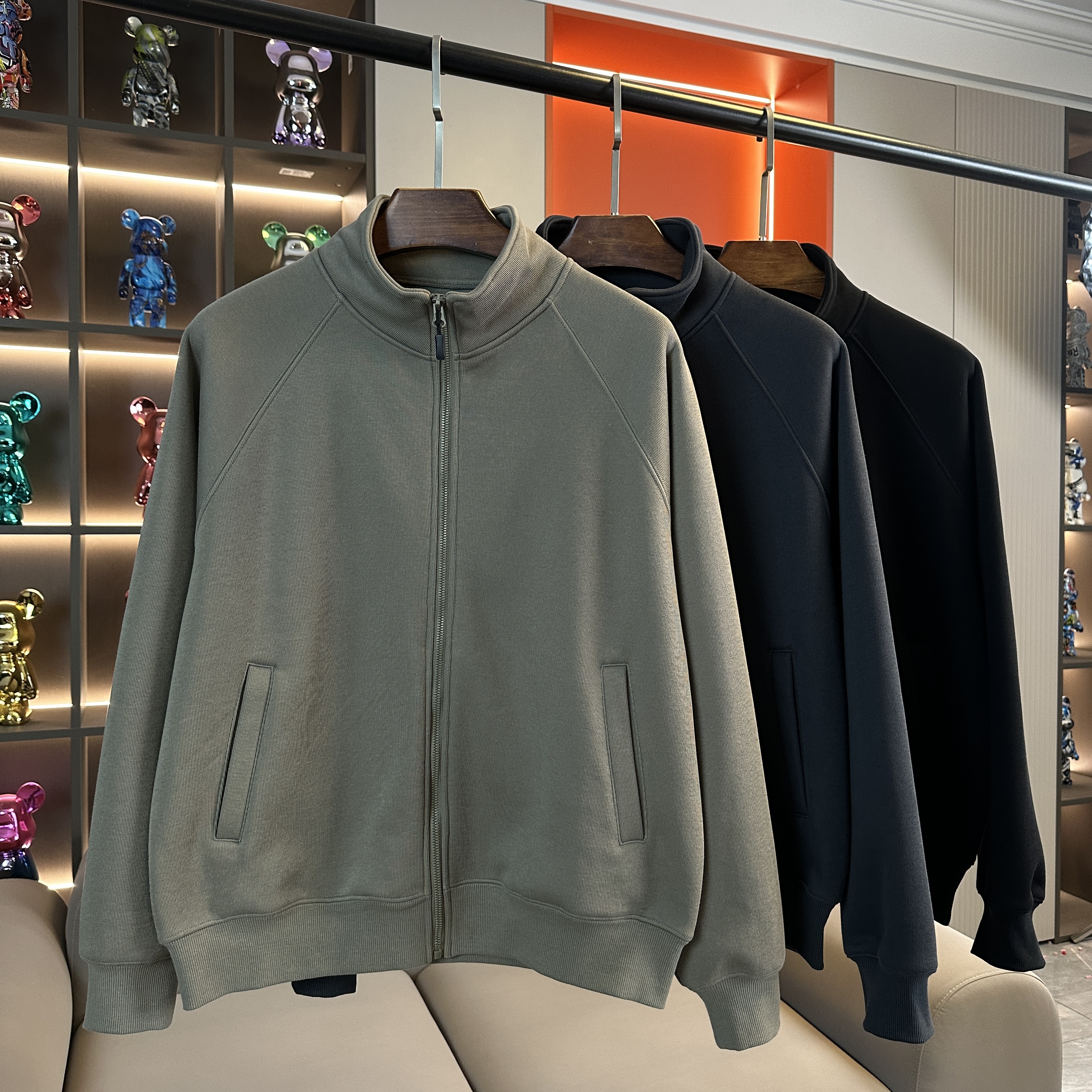 LP7321男士加绒加厚连帽拉链外套立体裁剪保暖有型夹克长袖上衣