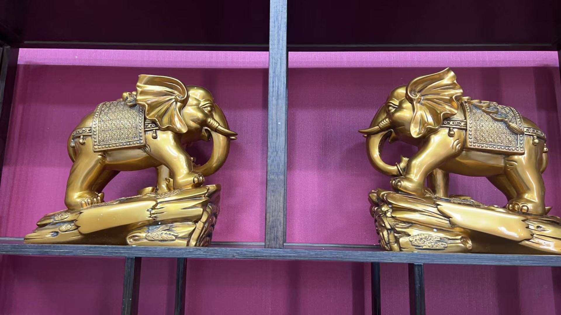 吉祥纳福大象一对黄铜摆件名额 卡(非 现 货）到 货 为 卡 片