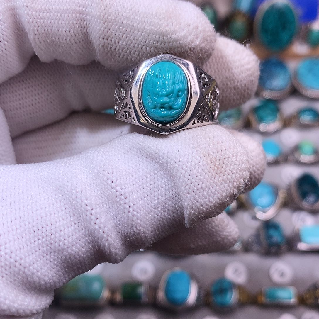 绿松石挂件银S925镶嵌