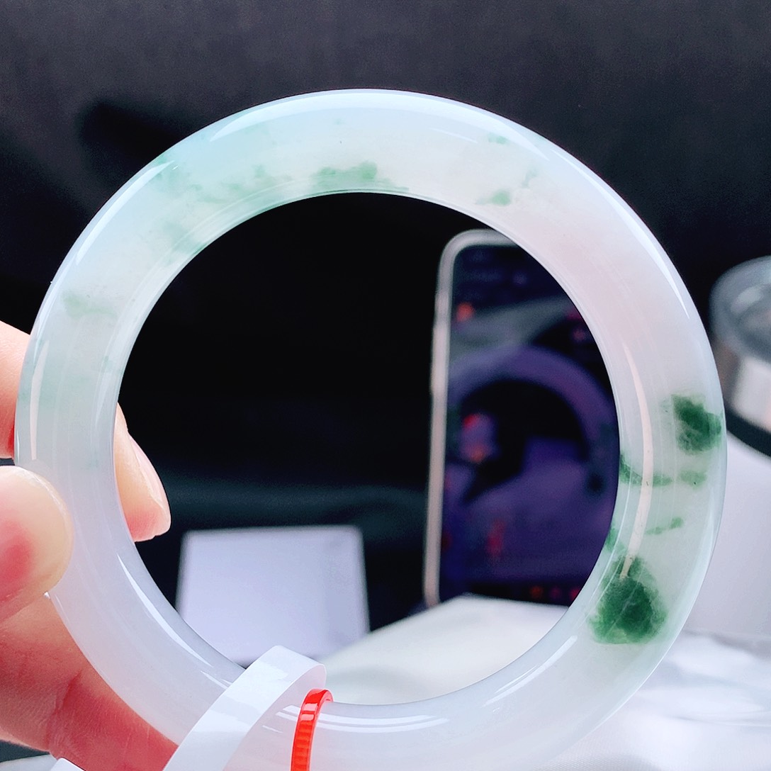 未镶嵌手镯（圆镯）翡翠55胖绿花