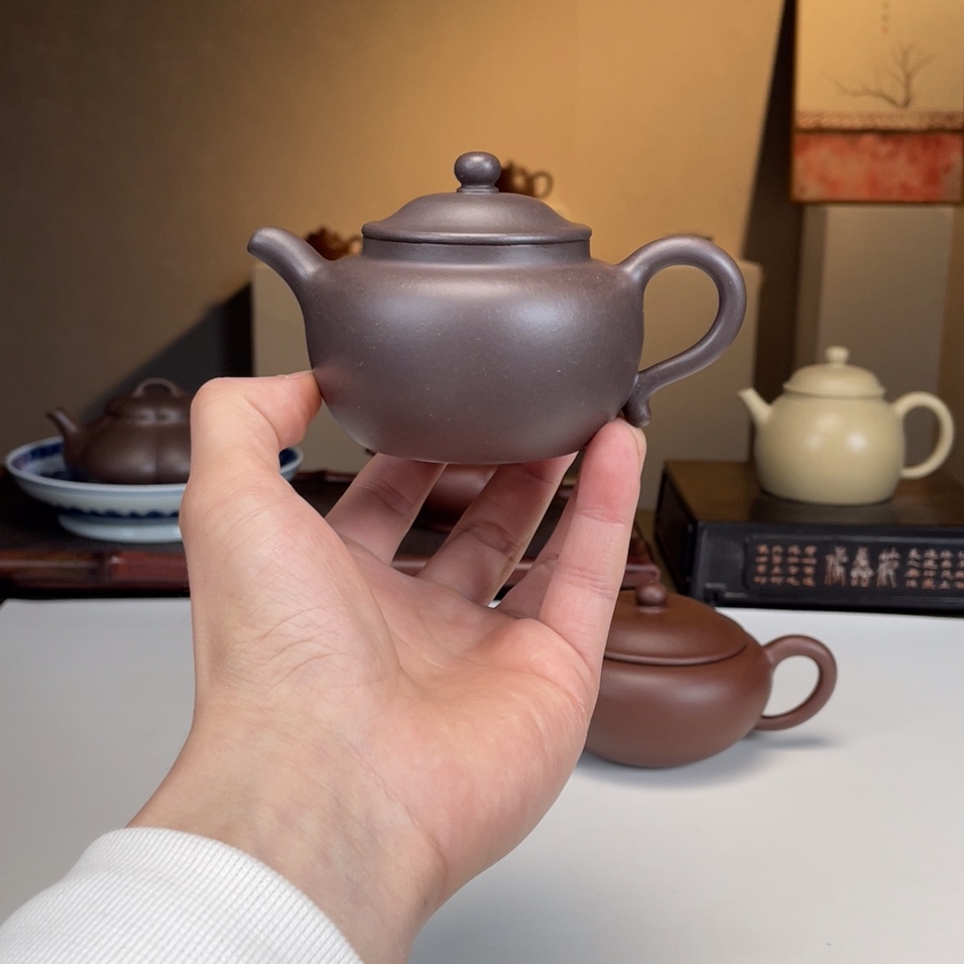紫砂茶壶周陶 非池莲子 紫泥 ，150