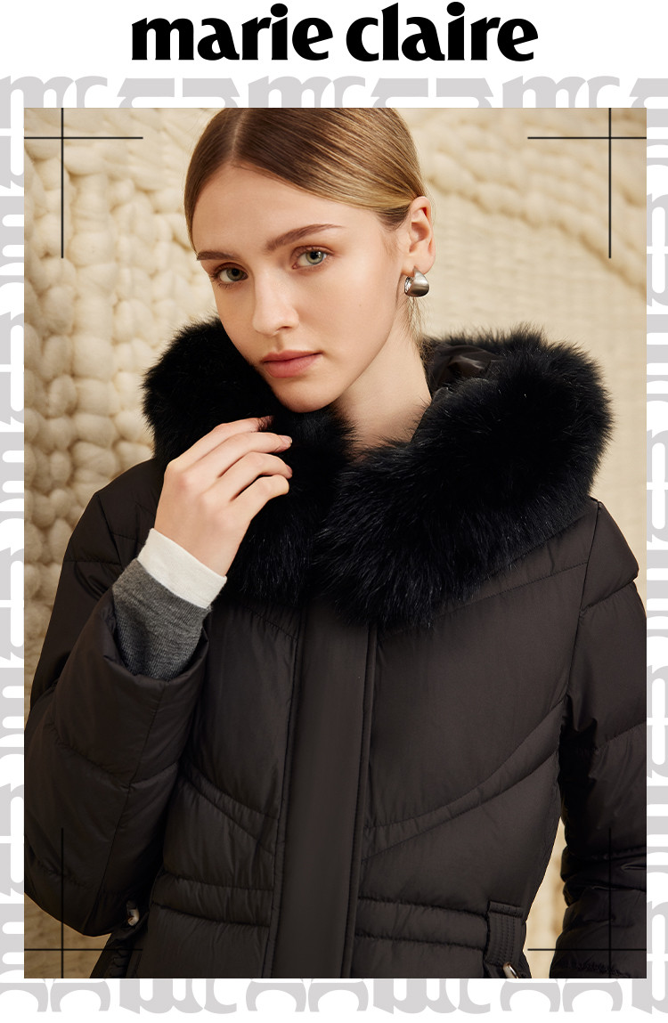 【可脱卸狐狸毛】冬季蓬松保暖连帽女式羽绒服PMCD54419095