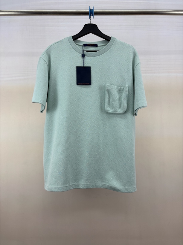 未使用 LouisVuitton/路易威登 薄荷绿口袋满印短袖/L码/M4884