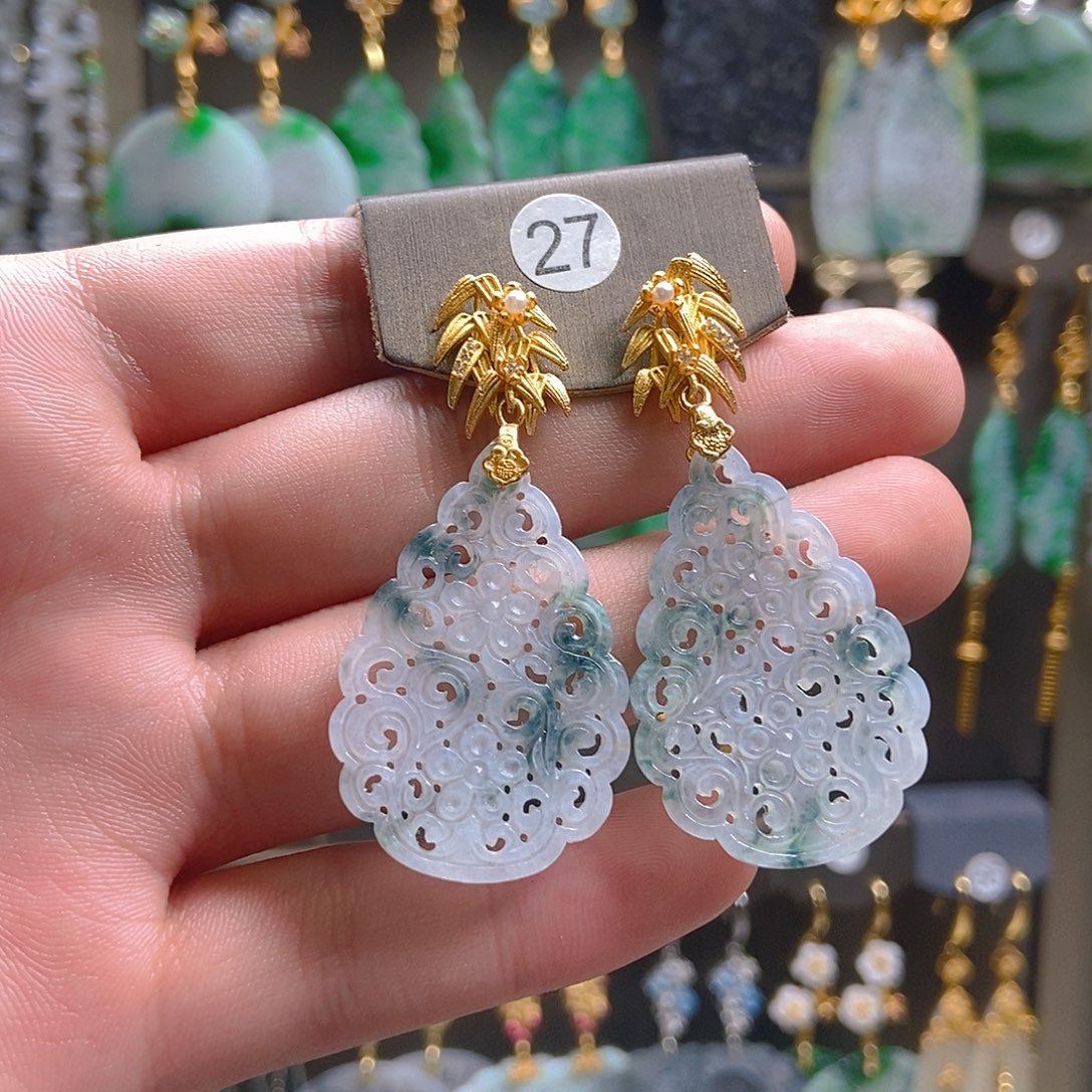 翡翠未镶嵌耳饰翡翠