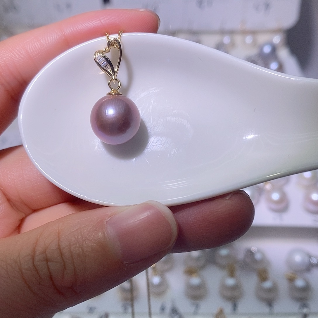 淡水珍珠吊坠(赠链)银S925镶嵌尺寸11/12毫米