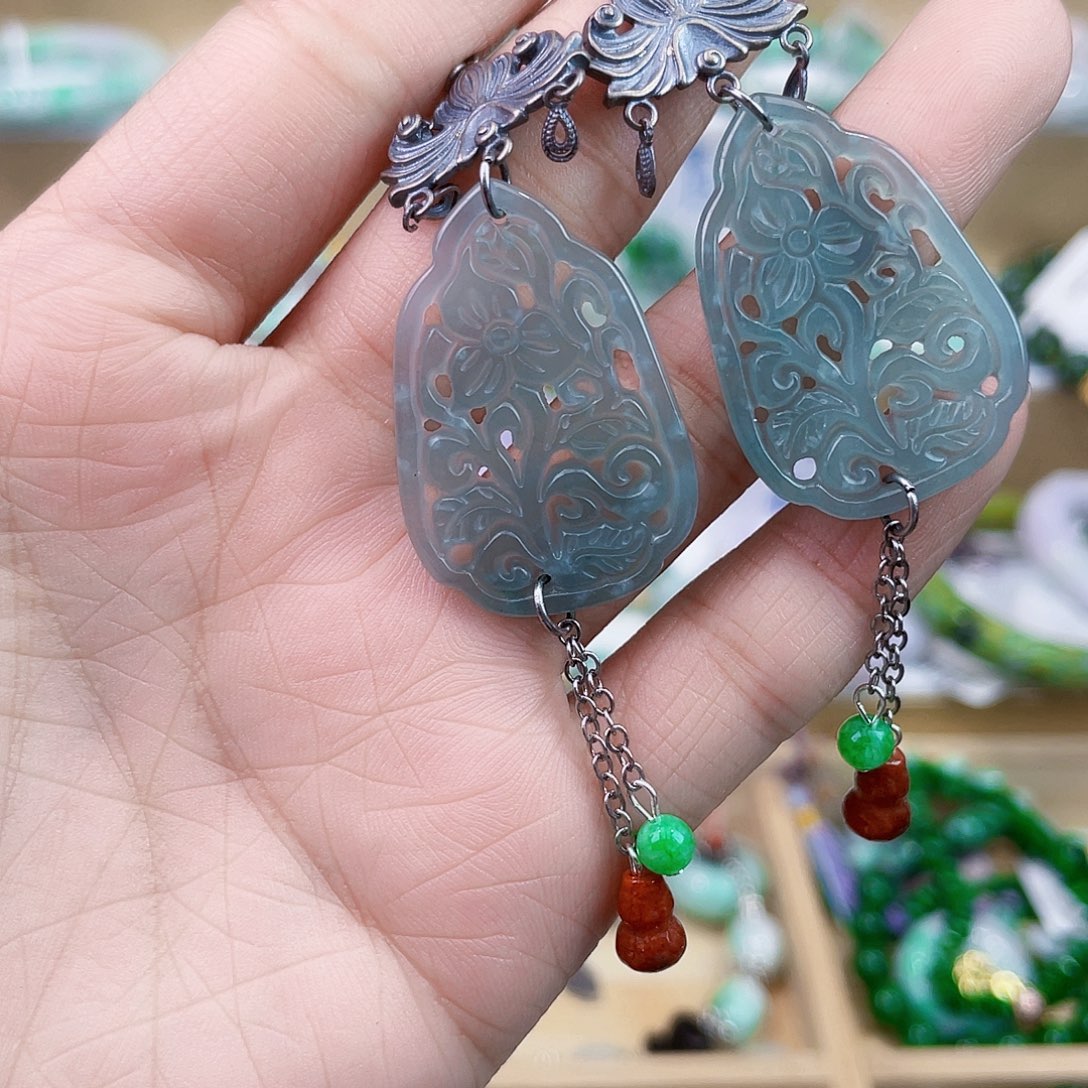 翡翠未镶嵌手链耳坠