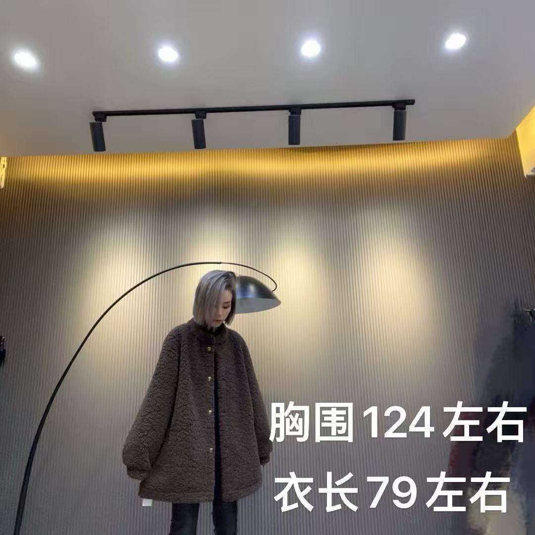 8372#小立领仿皮毛一体外套上衣