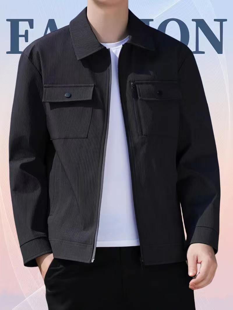 翻领春季收口袖多口袋男秋季夹克男士男装时尚休闲