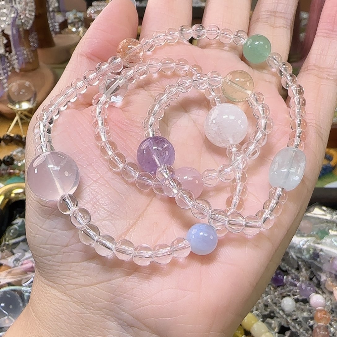 水晶未镶嵌手链天然多宝三圈