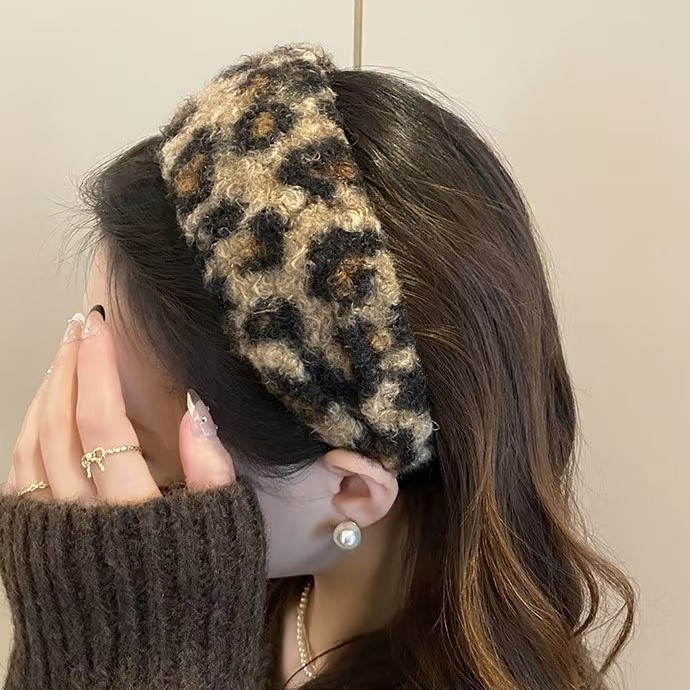 【直播间选款3个】灰色宽豹纹发箍发圈F00