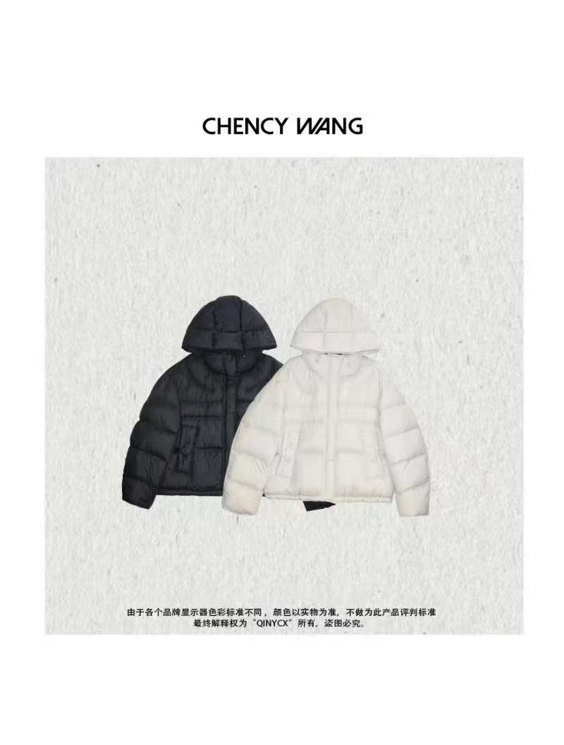 『CHENCY WANG』连帽面包服 冬季鹅绒连帽面包服保暖拉链连帽
