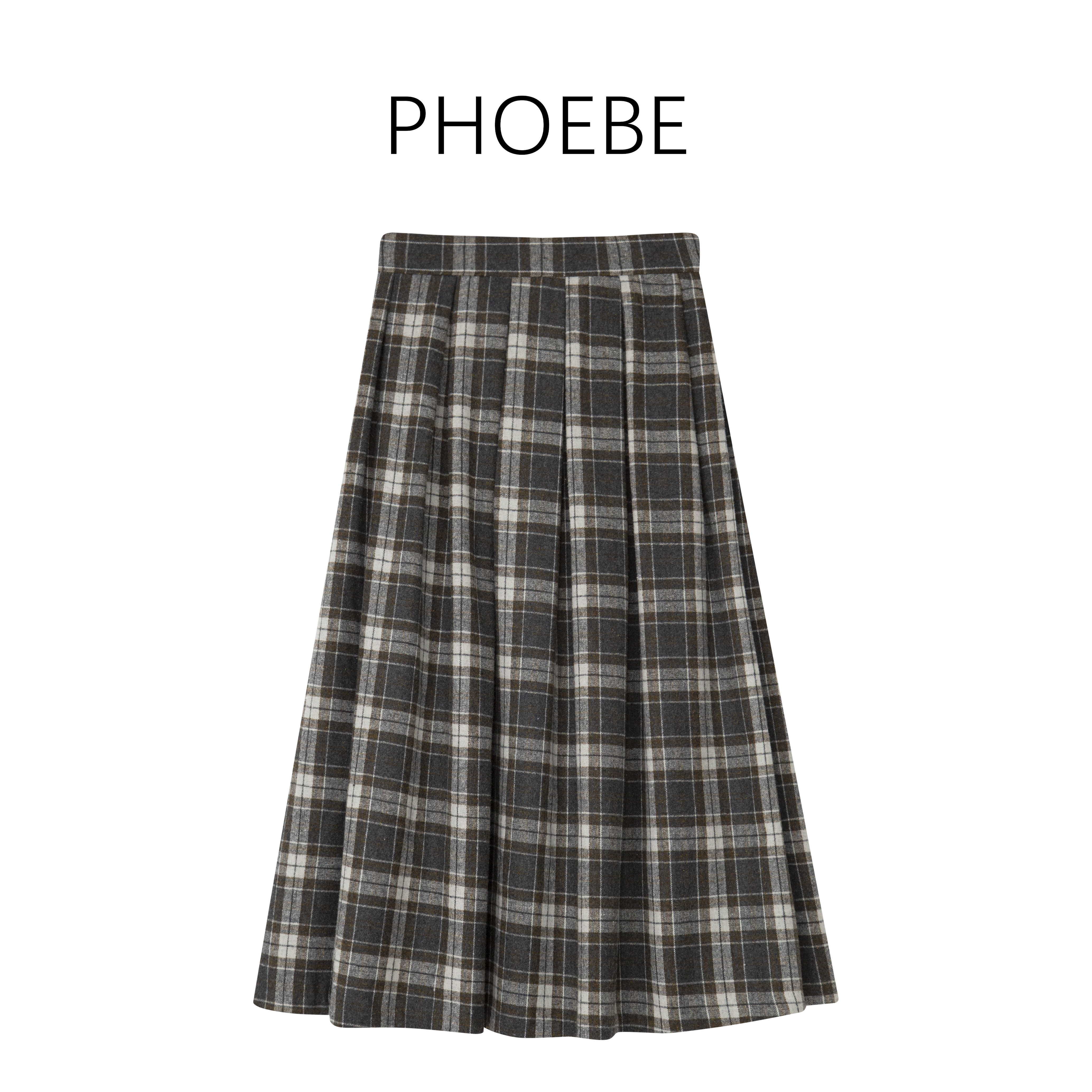 韩【MIUI格半裙】PHOEBE叶姐 秋冬复古格设计半裙HF5091649D