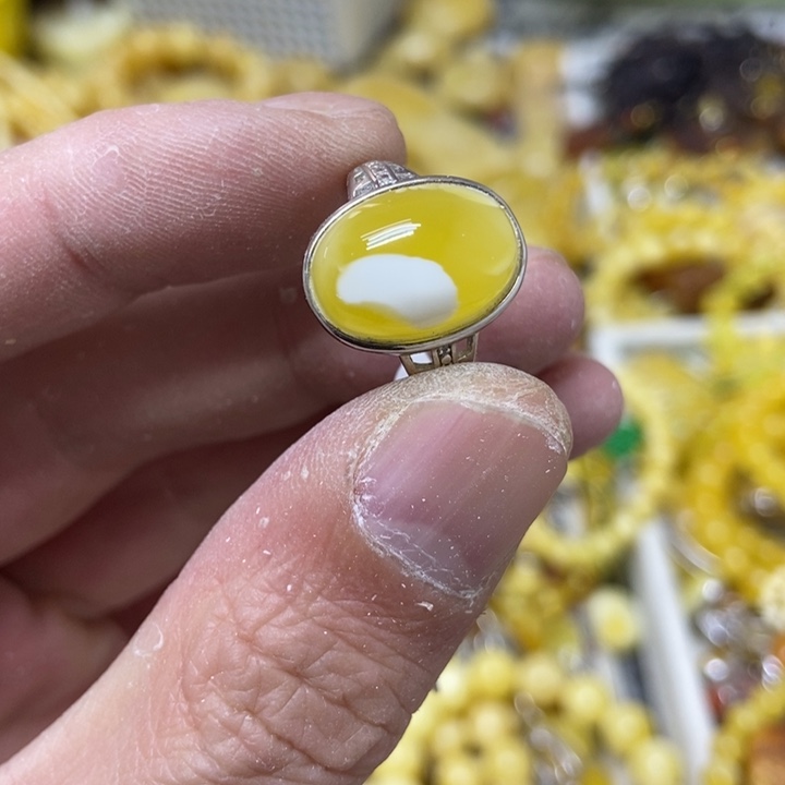 蜜蜡银S925镶嵌裸石