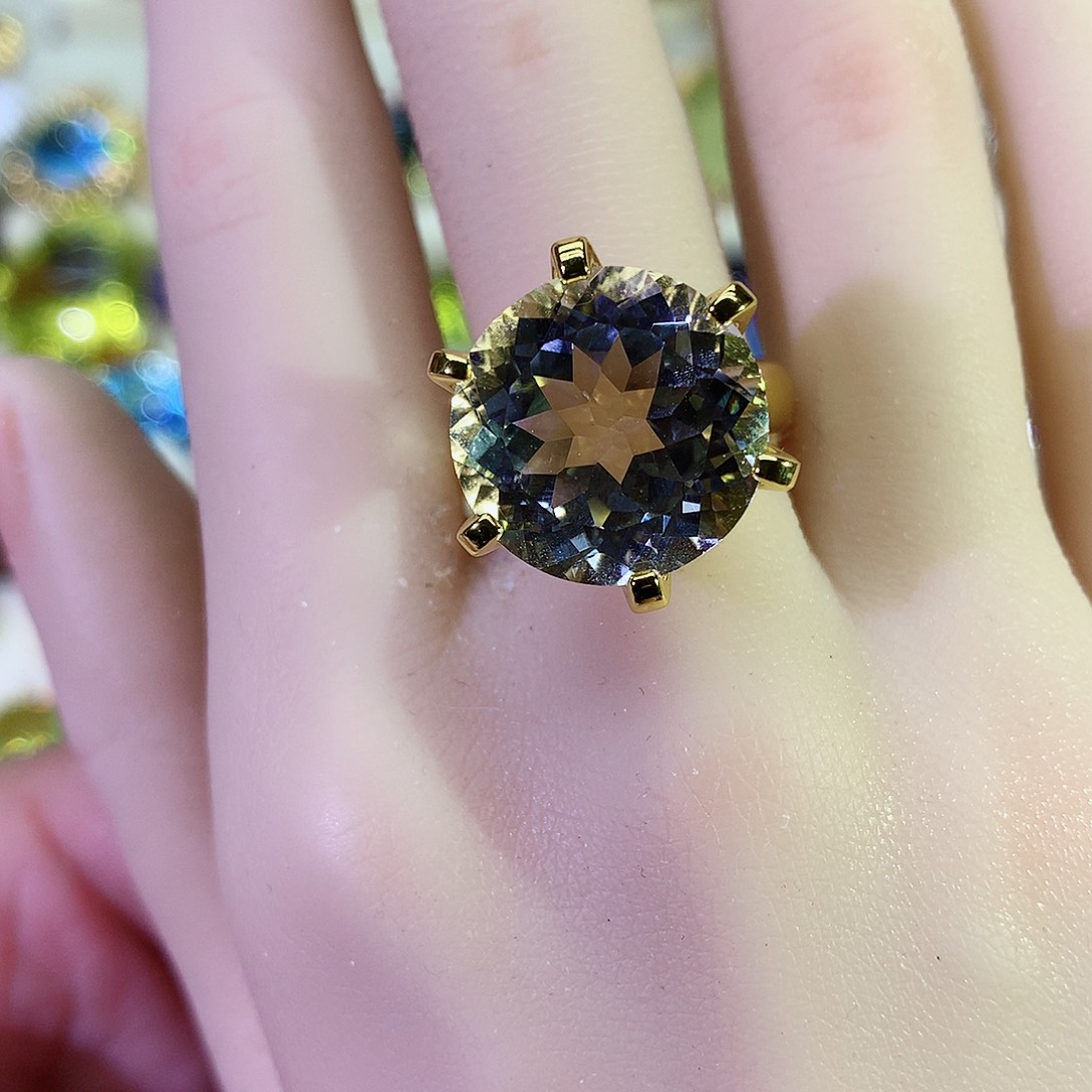 托帕石戒指银S925镶嵌