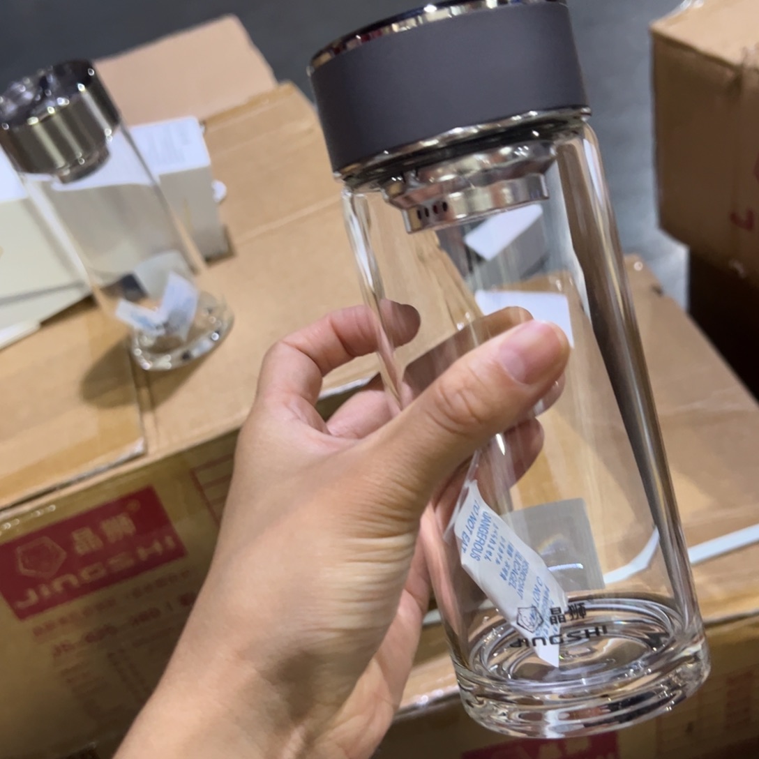 晶单层烫手玻璃杯460玻璃杯提环灰色