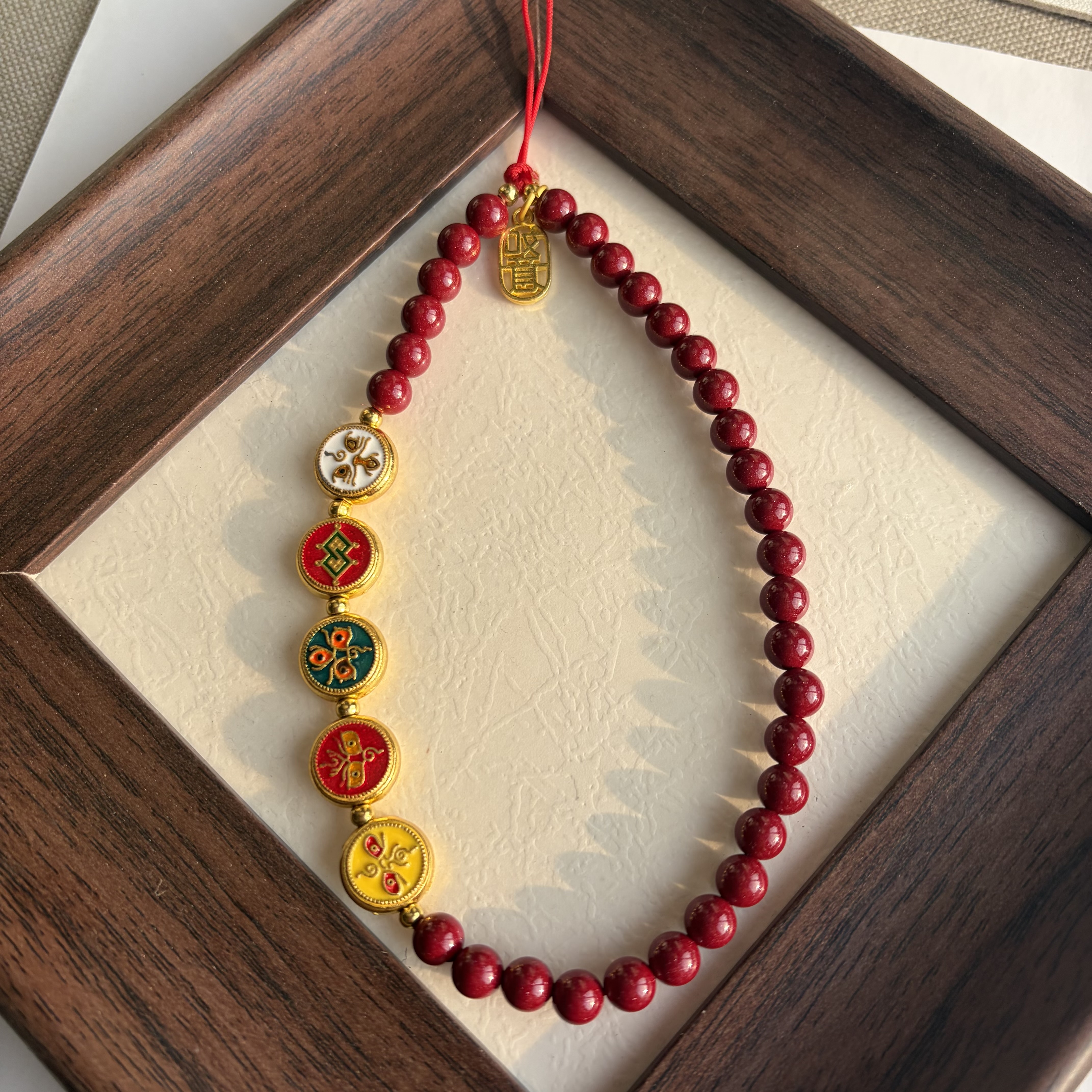 （手工链）天然辰砂五路财神紫金砂民族风女生手机链