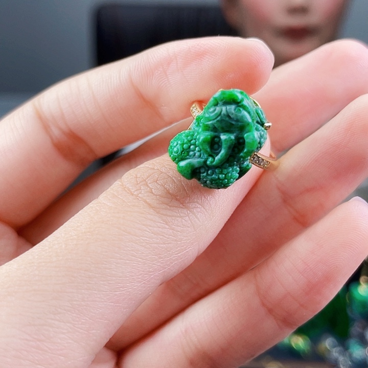 翡翠戒指银S925镶嵌饰品