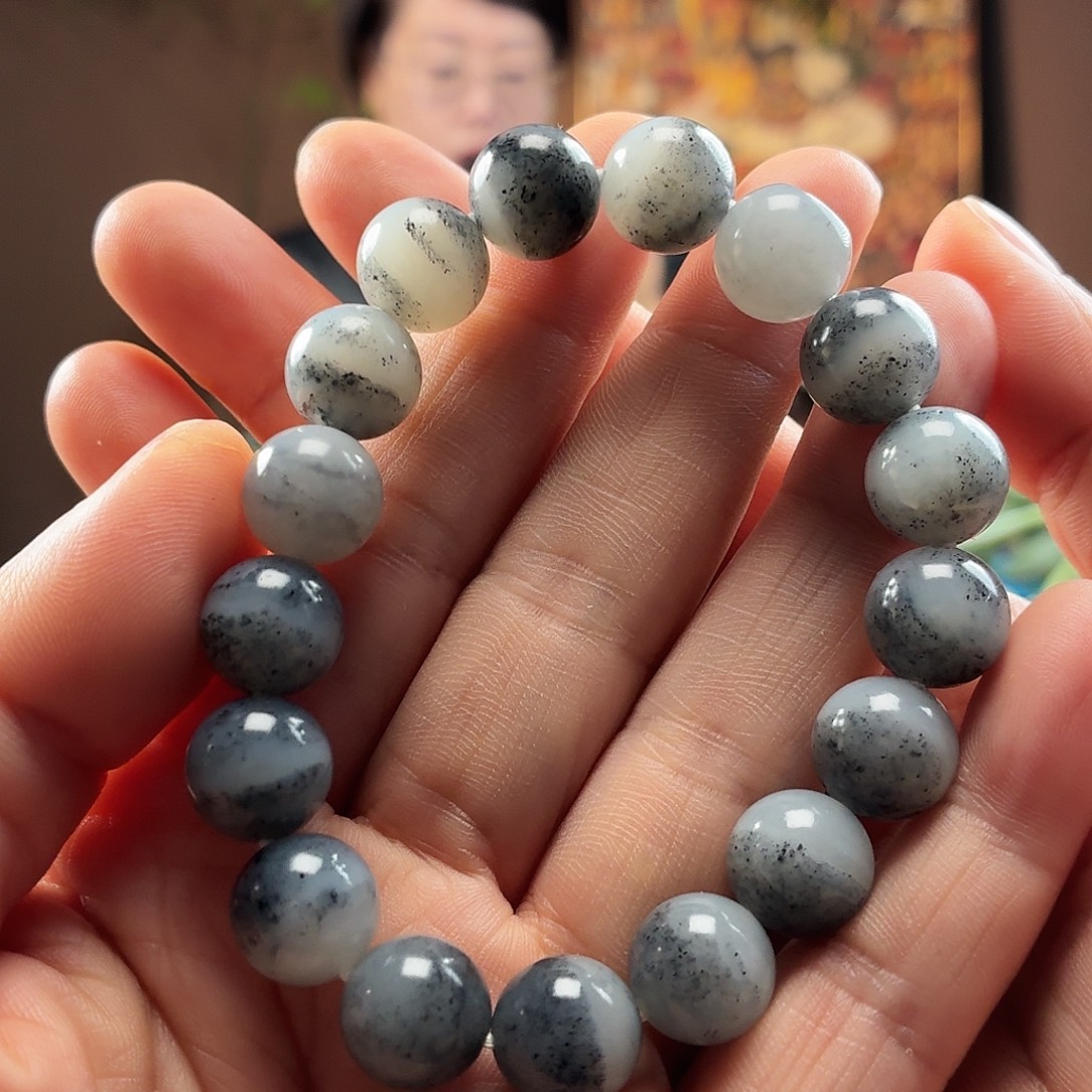 和田玉未镶嵌手串新疆和田玉青花圆12