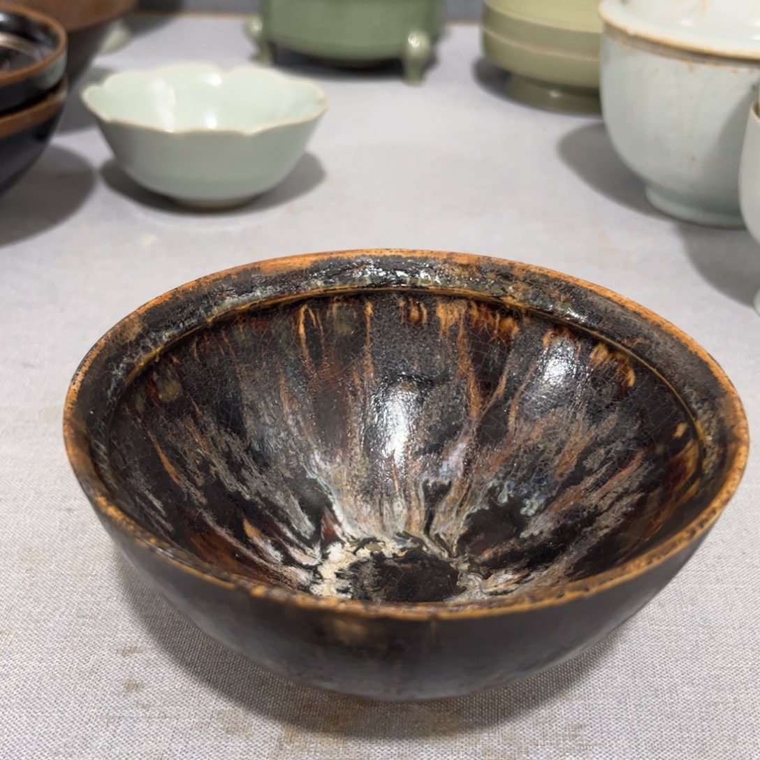 崮***叟陶摆件吉州窑主人茶碗