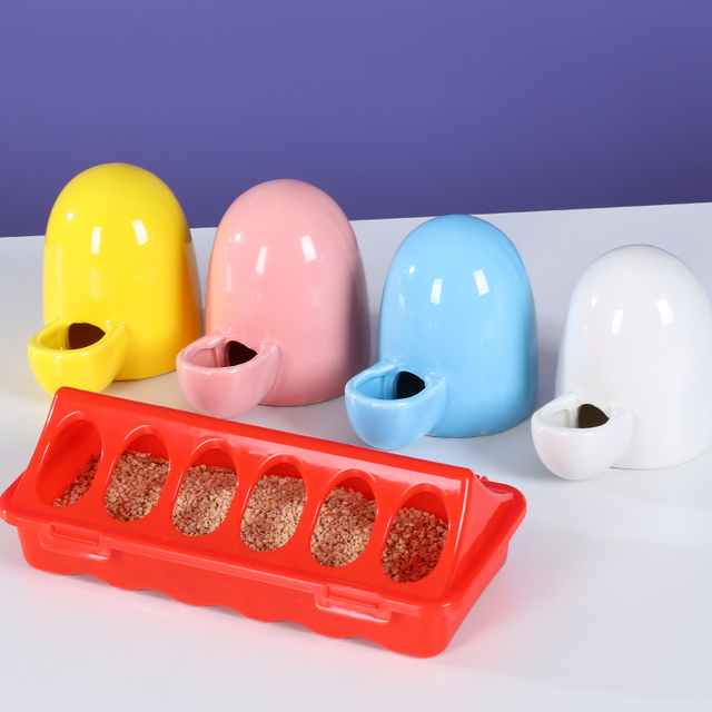 芦丁鸡食盆陶瓷食碗小鸡鹌鹑自动饮水器水壶喂食器食盒食槽饲料盒