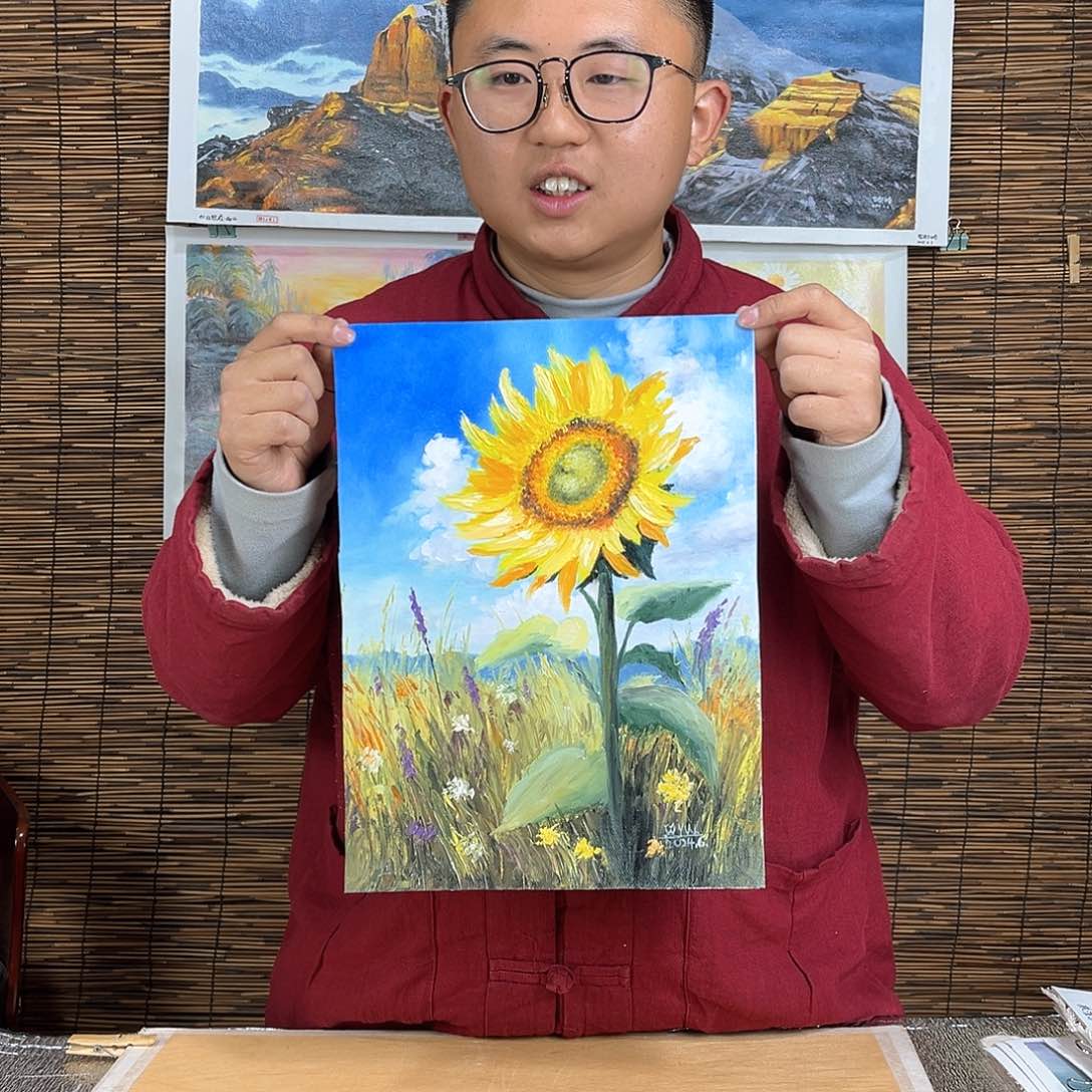 油画行路人小院绘画作品竞拍成功